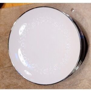 6 Noritake Montblanc 7527N Ivory‎ China Silver Rimmed Bread Plates Set of 6